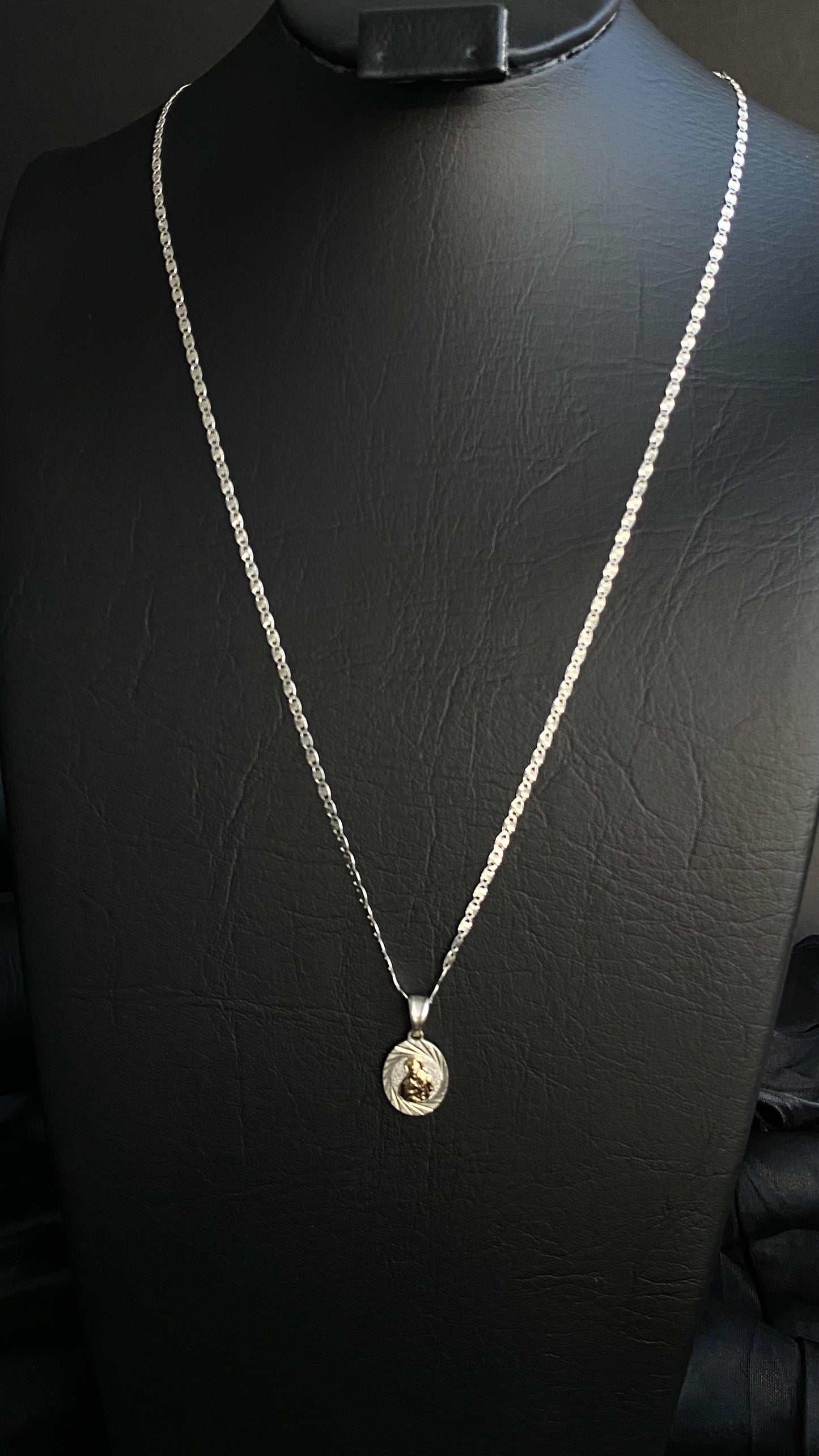 Cadena Plata Diamantada Ley 925 con Dije en Oro Laminado